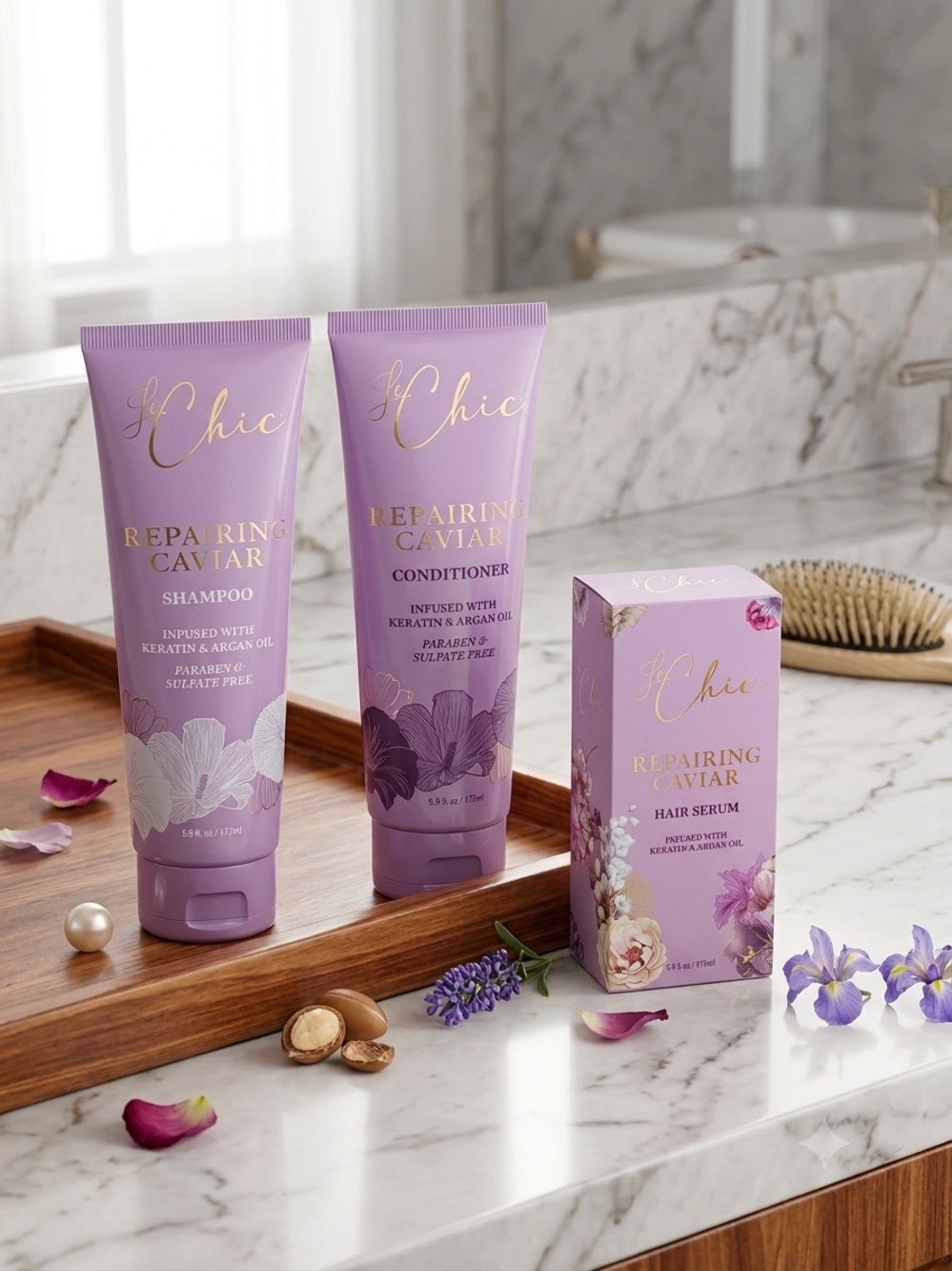 Le Chic Repairing Caviar Luxury Hair Care Trio Bundle - NIB / Sealed